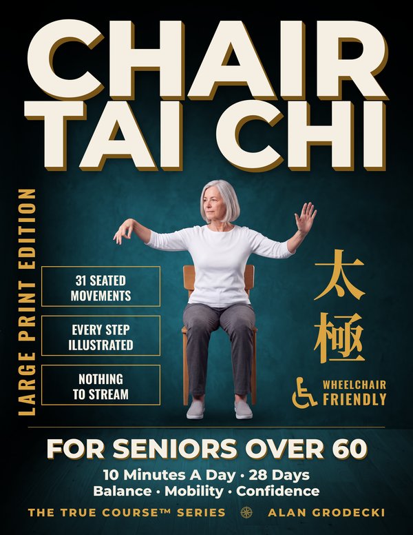 Cover of Chair Tai Chi for Seniors Over 60 by Alan Grodecki, large print edition, The True Course Series.